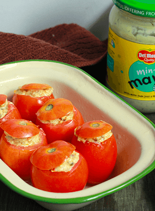 TOMATOES STUFFED WITH MINT MAYO AND PANEER